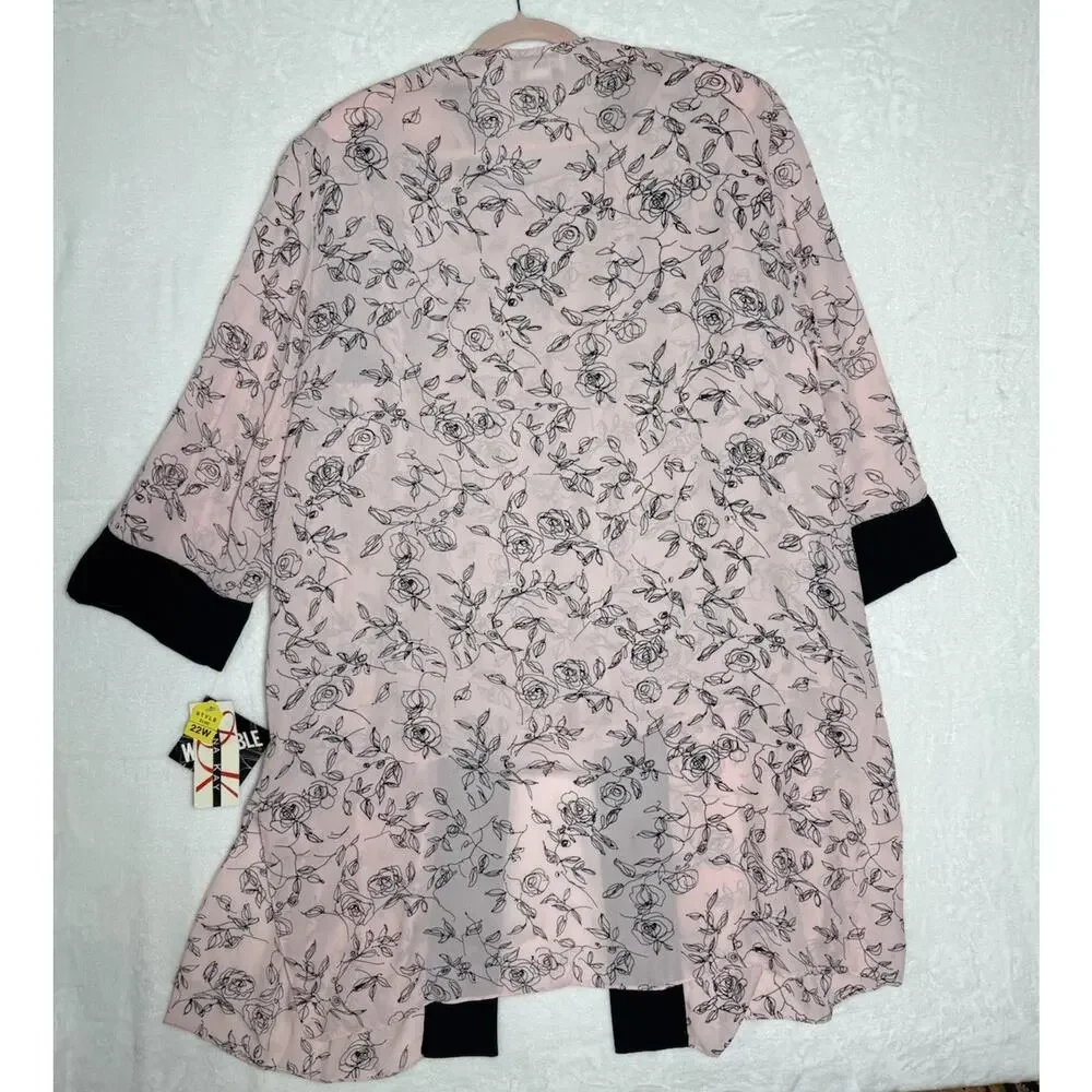 Dana Kay 2 Pc Jacket Tank Set 22W Pink Floral Career Church Cottagecore NWT